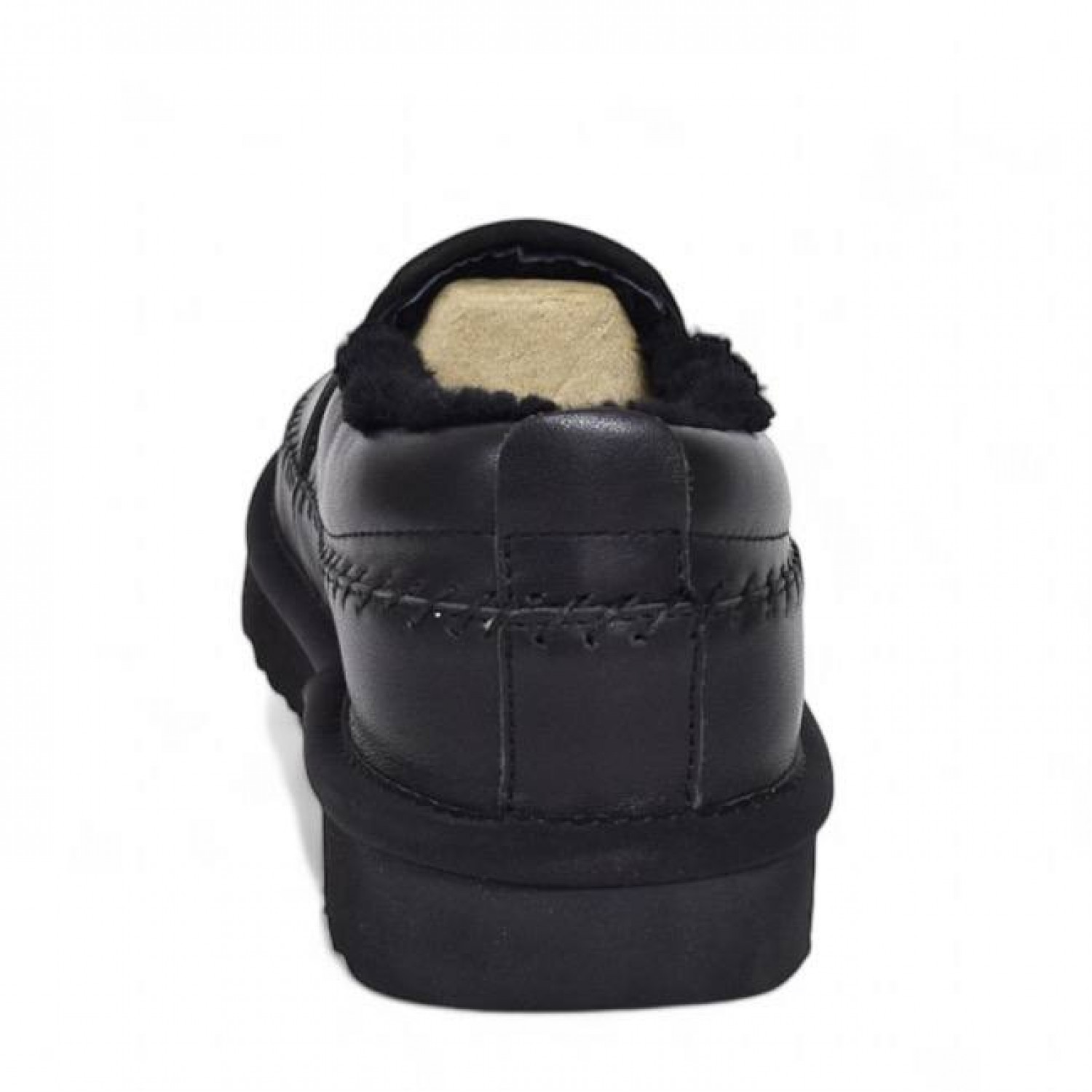 UGG Mens Stitch Slip On Leather Black 